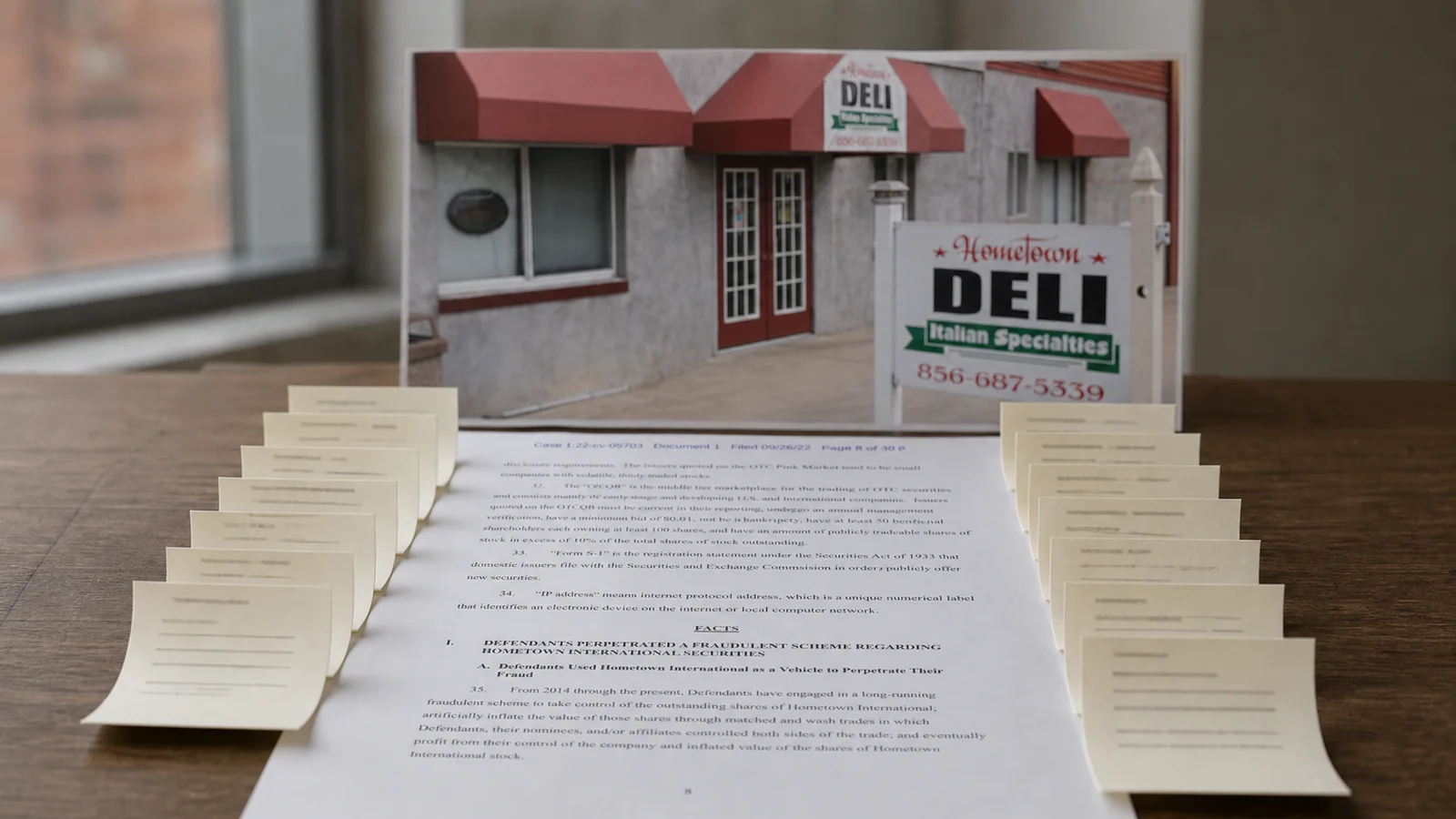 A source-grounded editorial close-up of the deli storefront beside a restrained sequence of small matched stock orders