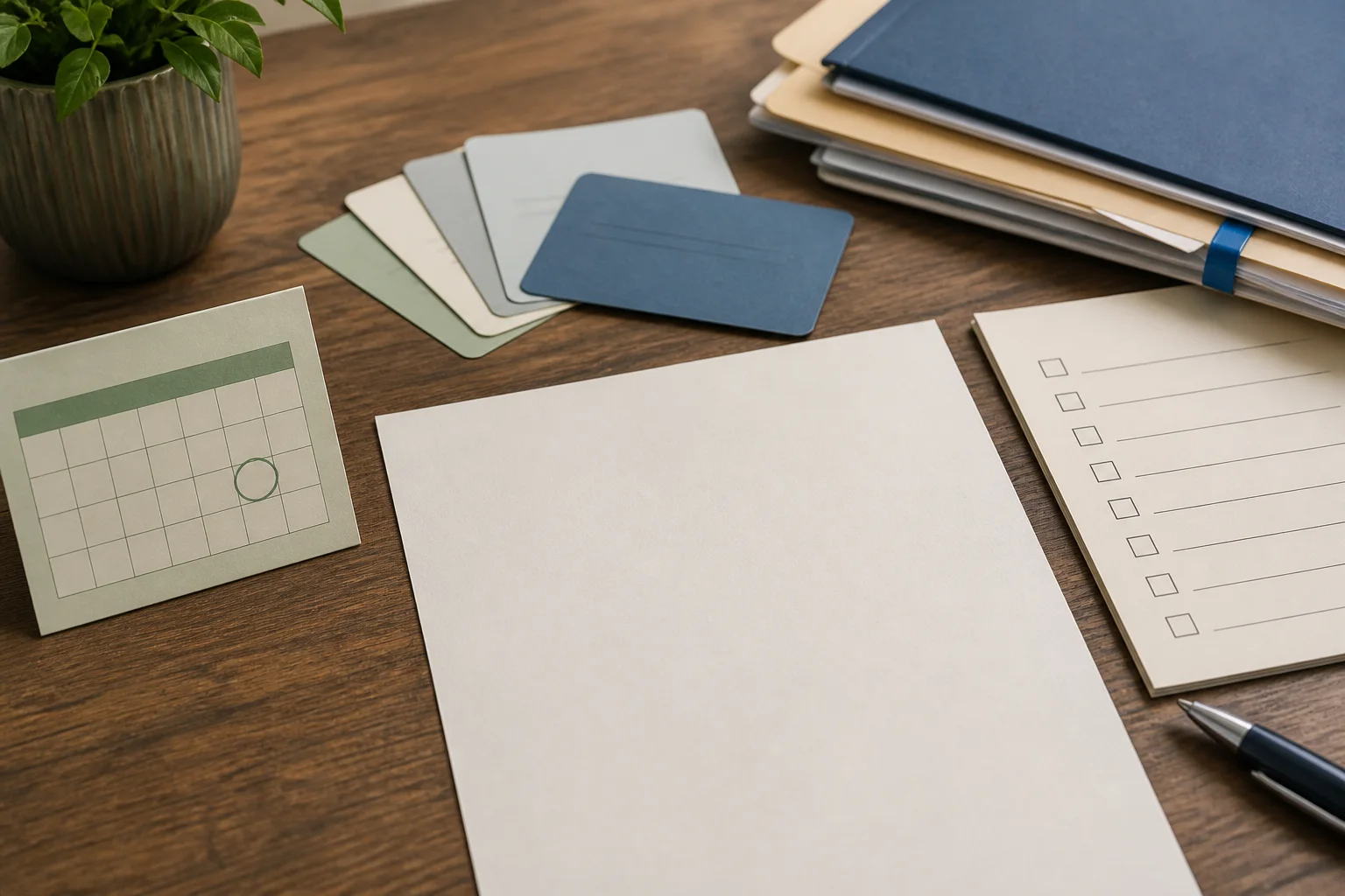 A blank aid confirmation sheet with checklist boxes, folders and follow-up reminders