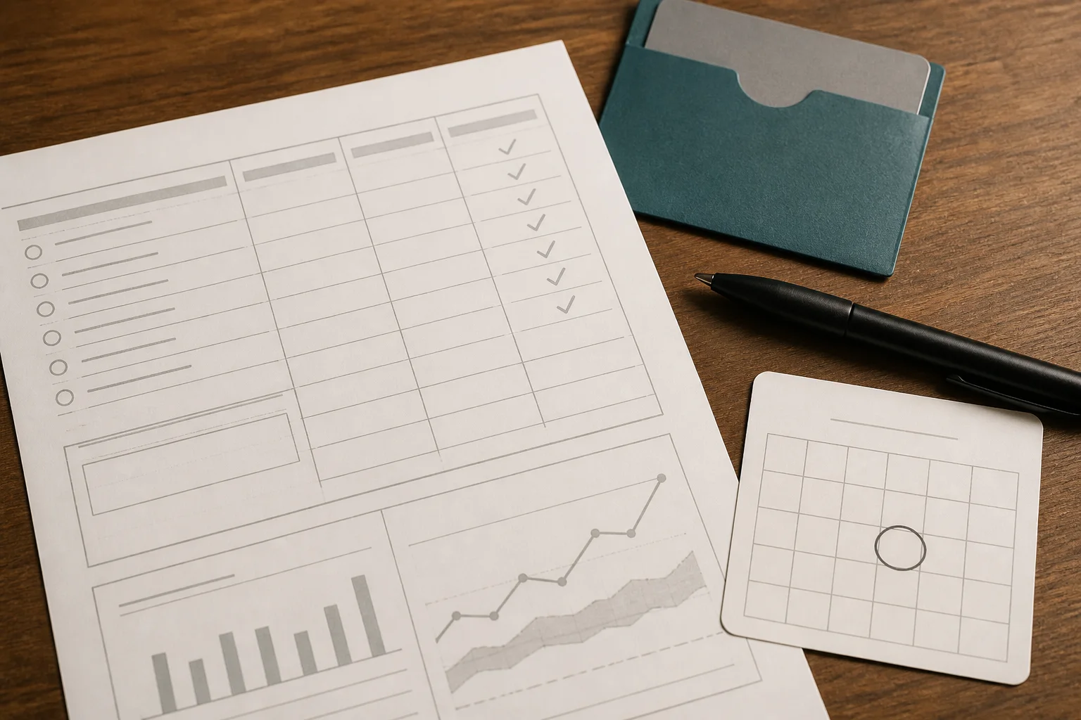 A budget worksheet, card sleeve and pen arranged to check a student loan auto-pay withdrawal date.