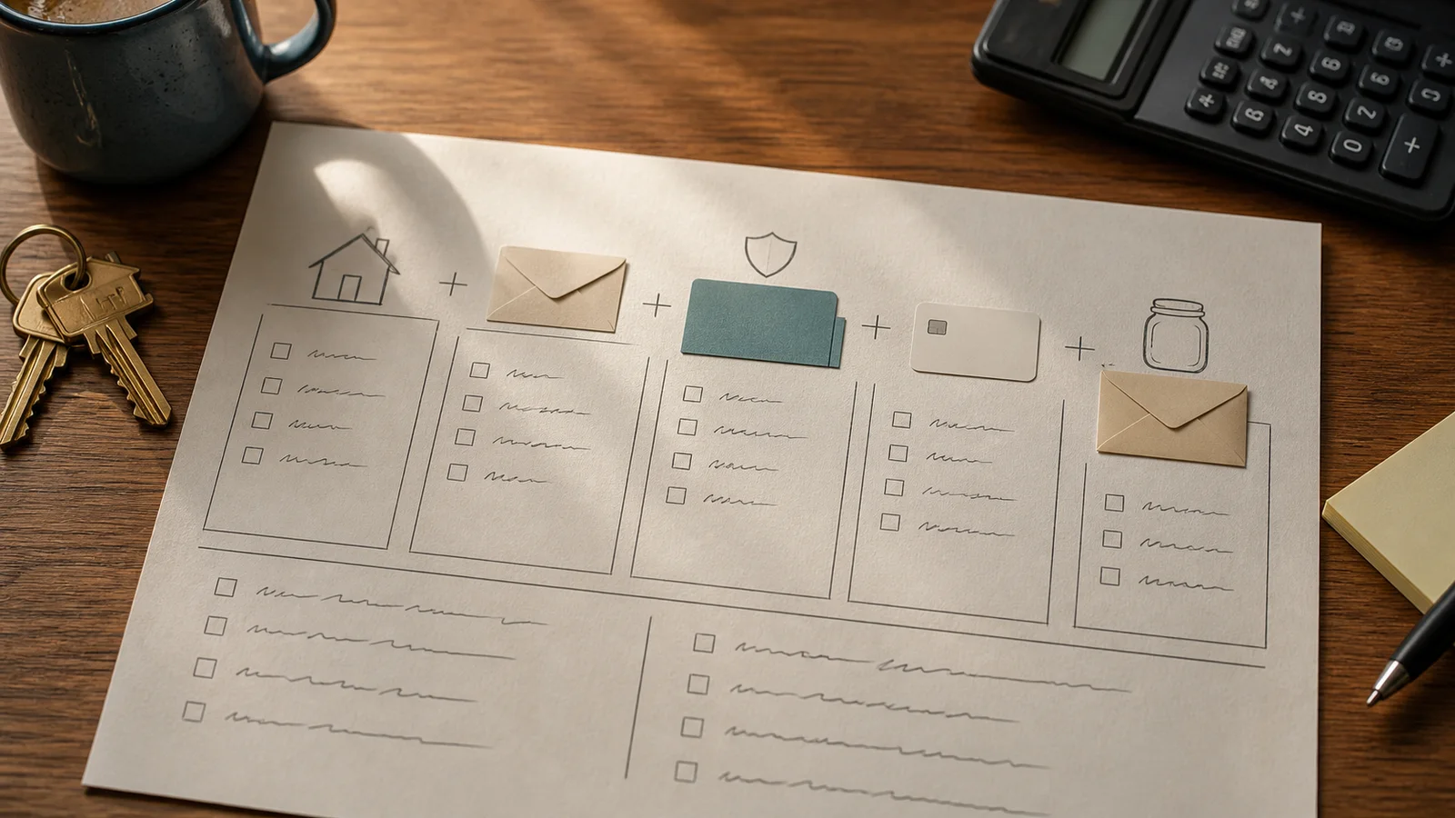 A buyer-side affordability worksheet separates mortgage payment, insurance, taxes, and emergency cash before a home offer.