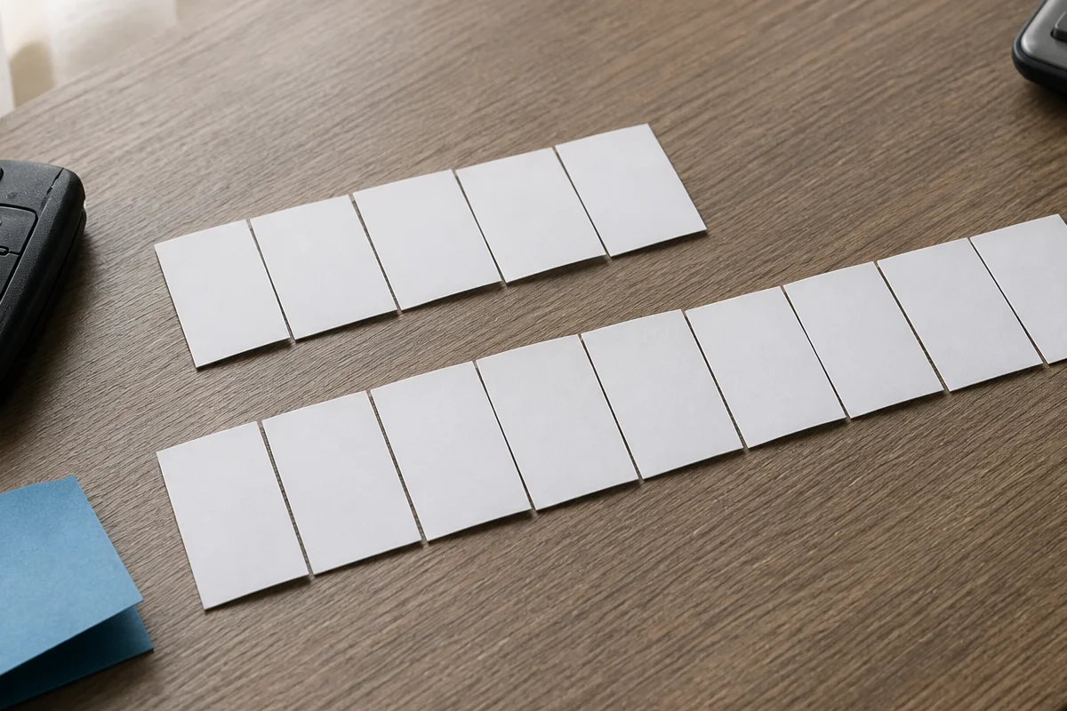 Two rows of blank payment slips show a shorter and longer auto-loan payoff path.