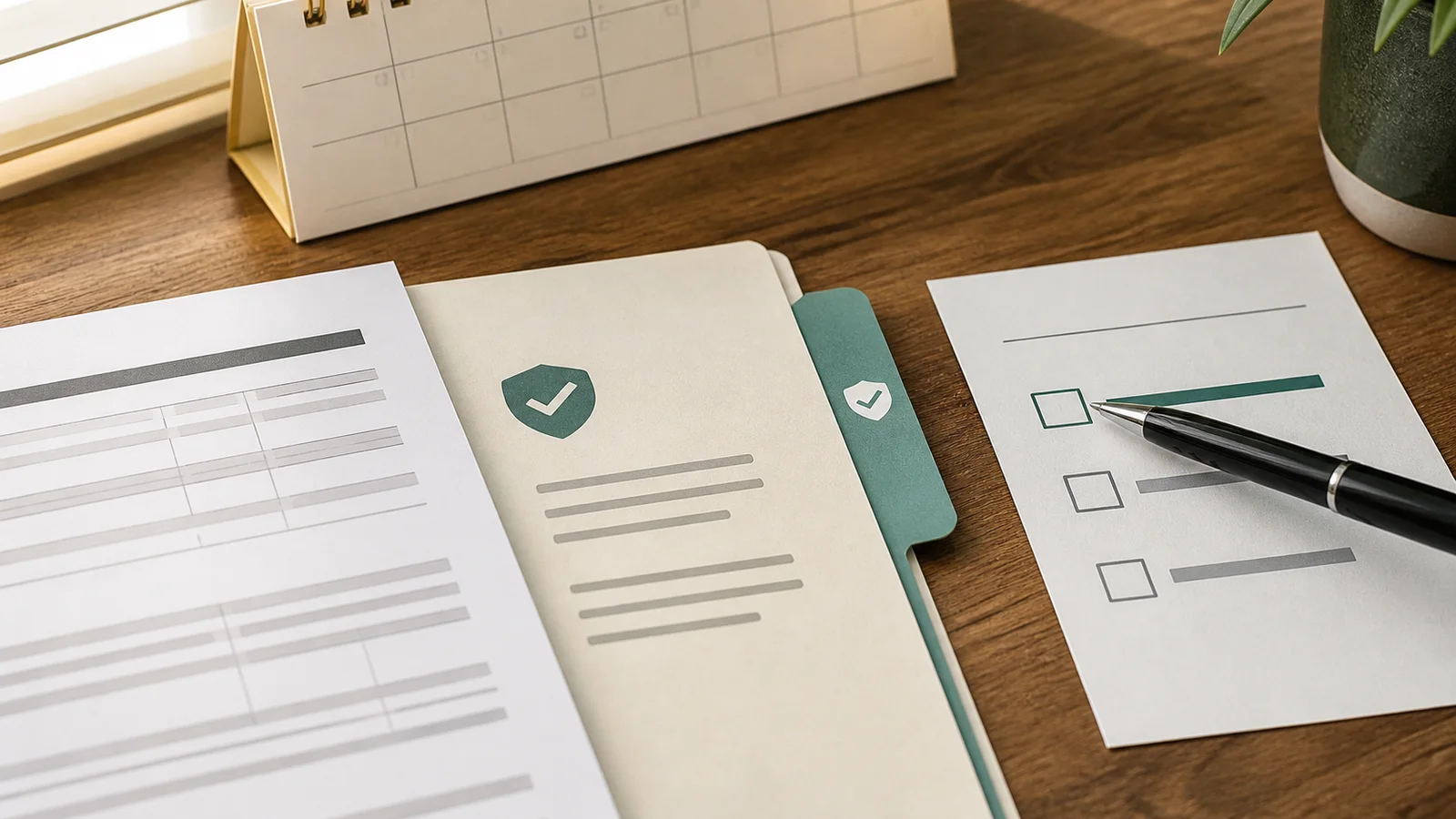 A close-up of generic retirement planning paperwork arranged as a wage, Roth option, and payroll-election checklist.