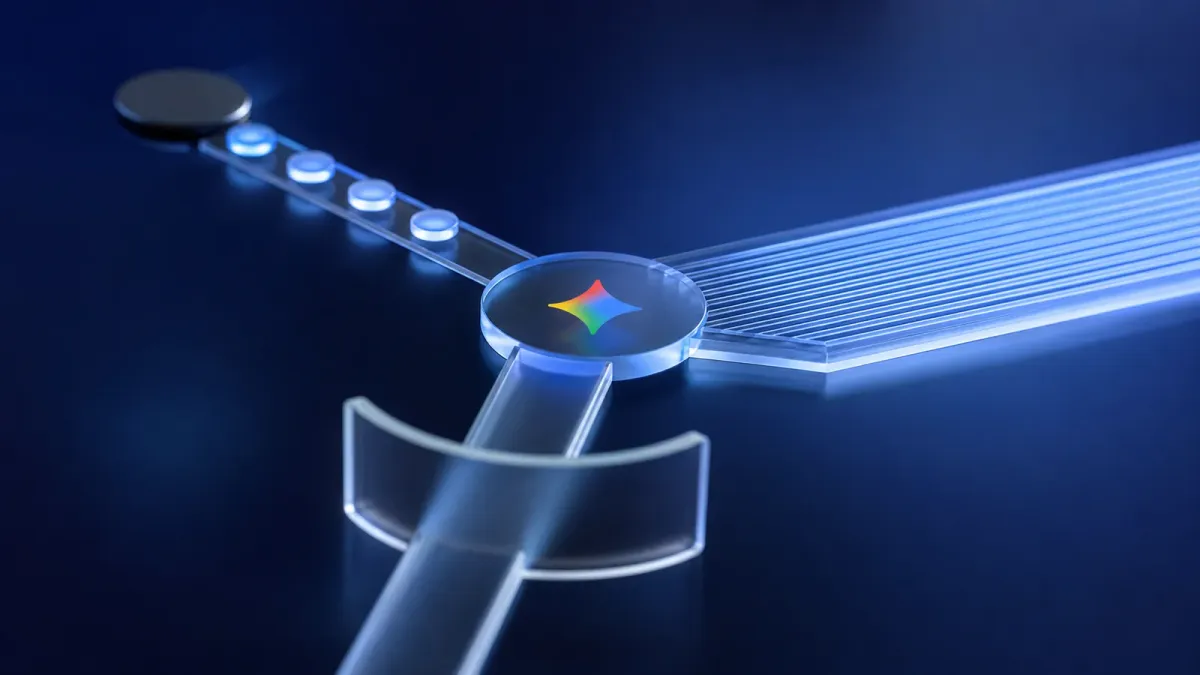 Google Gemini’s multicolor star reflected across three distinct model paths for speed, scale and code security