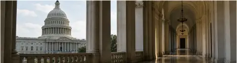 A quiet Capitol corridor and exterior view used as generic editorial imagery for a Senate rules explainer