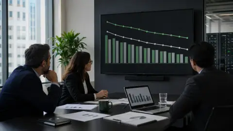 A corporate finance team reviewing operating costs and AI software expenses