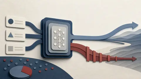 A symbolic illustration of AI response paths narrowing when speech restrictions enter the system