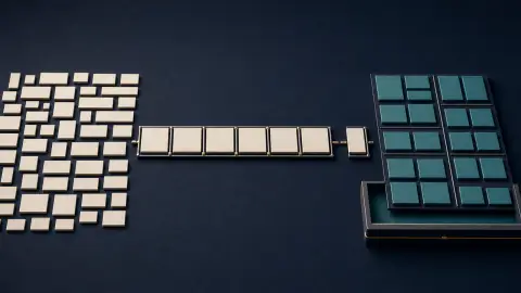 Diagram showing many stock tiles ranked over a segmented lookback period before a diversified group enters a portfolio tray