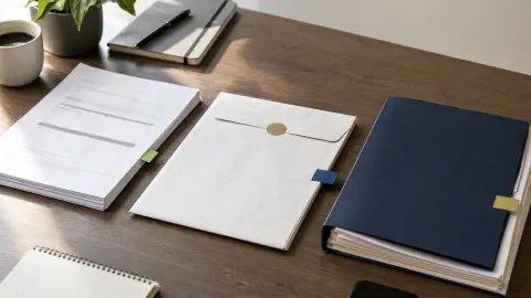 A disability claim paperwork checklist arranged with status, notice and evidence folders on a desk