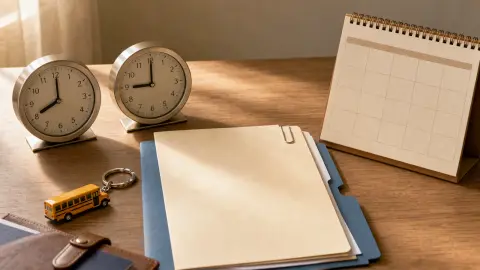 Two analog clocks and planning papers show a pending decision about permanent daylight saving time.